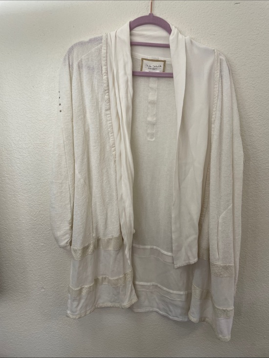 Elisa Cavaletti Sweaters - Elisa Cavaletti Cream Knit Cardigan with emblished sleeves made in Italy M